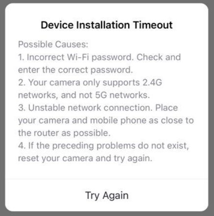 Cocoon Connect Device Installation Timeout Cannot Connect to